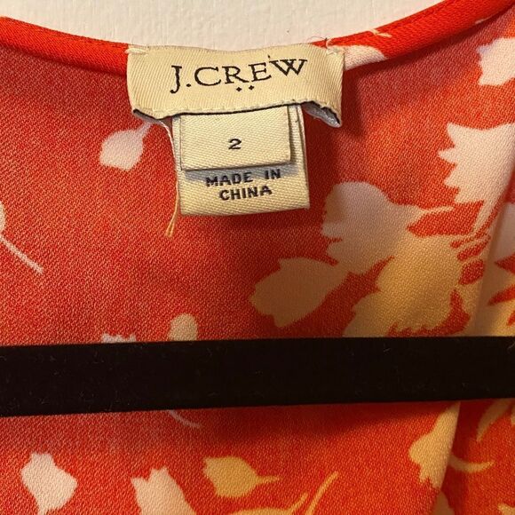 J. CREW Short Sleeve Floral Print Wrap Dress Red/Orange Women’s Size 2 - Picture 6 of 8